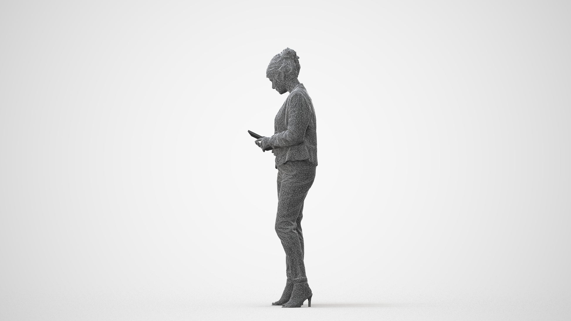 3D people model woman business standing, scanned human for 3ds Max rendering, square thumbnail