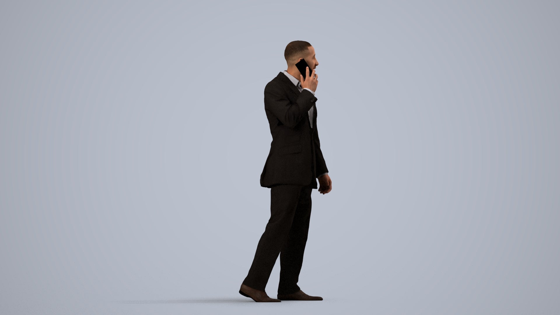 realistic 3D people man business, render-ready for V-Ray and Corona, FBX OBJ, side view render