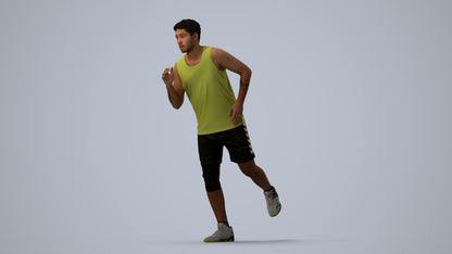 3D people model man sport, scanned human for 3ds Max rendering, three-quarter view render