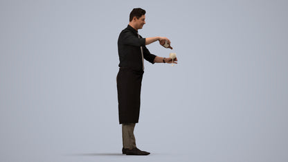 3D scanned man hospitality, photorealistic archviz people for Enscape and SketchUp, side view render