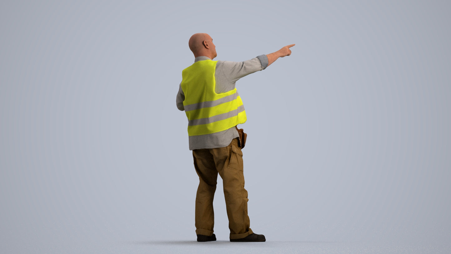 realistic 3D senior man standing, scanned archviz people for Blender and 3ds Max, front view render