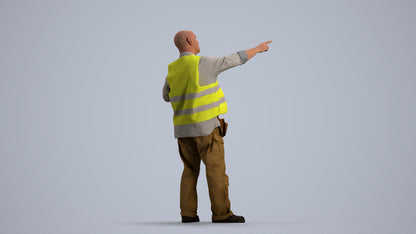 realistic 3D senior man standing, scanned archviz people for Blender and 3ds Max, front view render