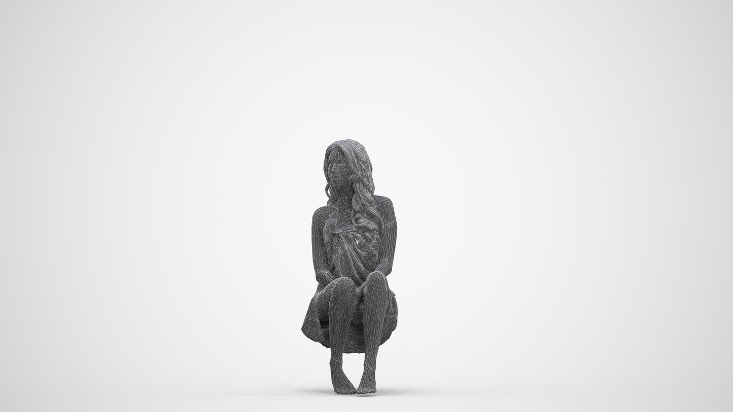 3D people model woman pool, scanned human for 3ds Max rendering, three-quarter front view render