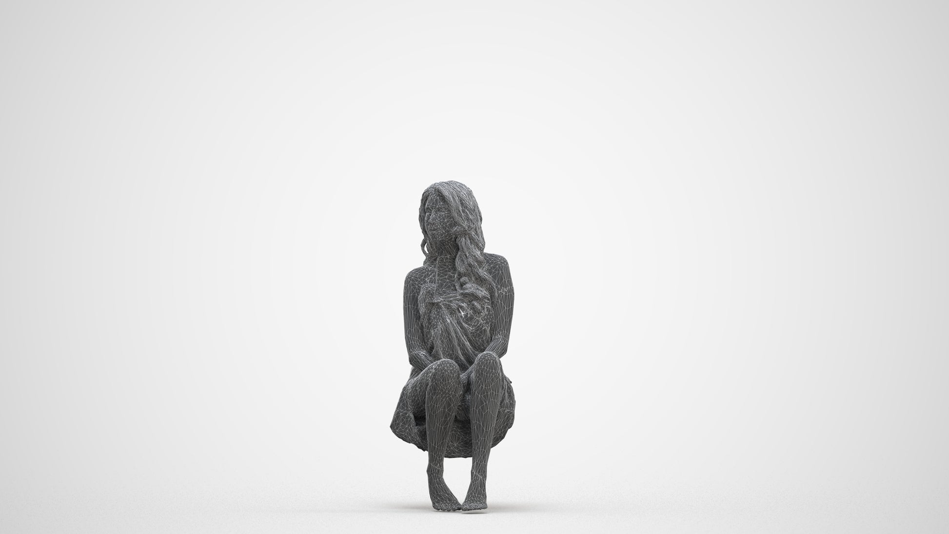 3D people model woman pool, scanned human for 3ds Max rendering, three-quarter front view render