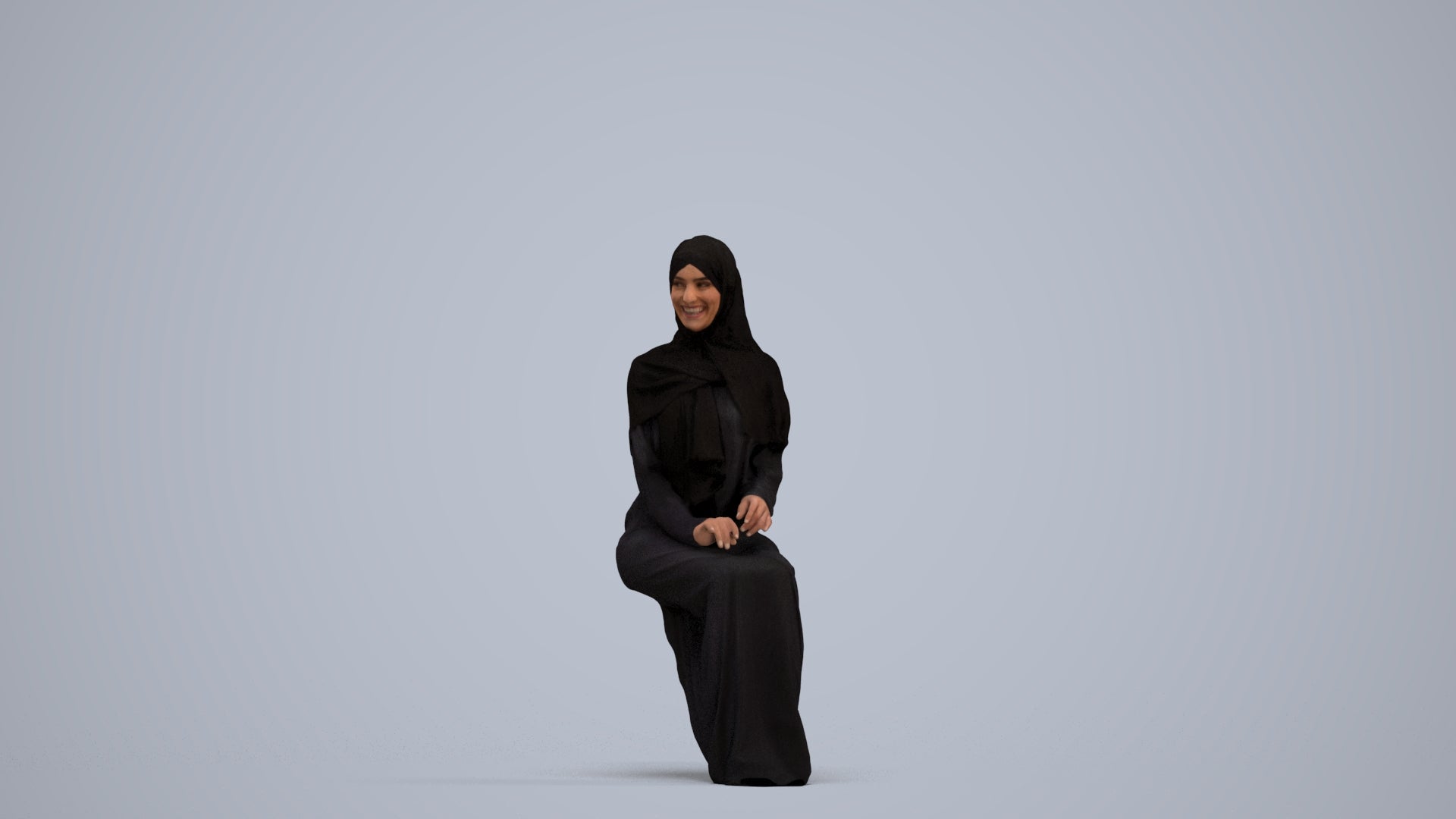 realistic 3D human woman sitting, archviz people FBX OBJ for Blender, standing pose render