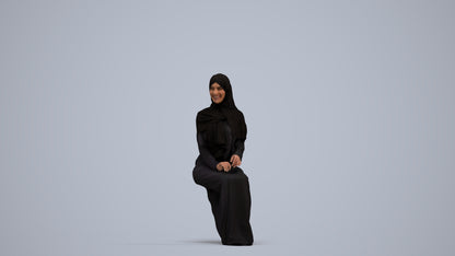 realistic 3D human woman sitting, archviz people FBX OBJ for Blender, standing pose render
