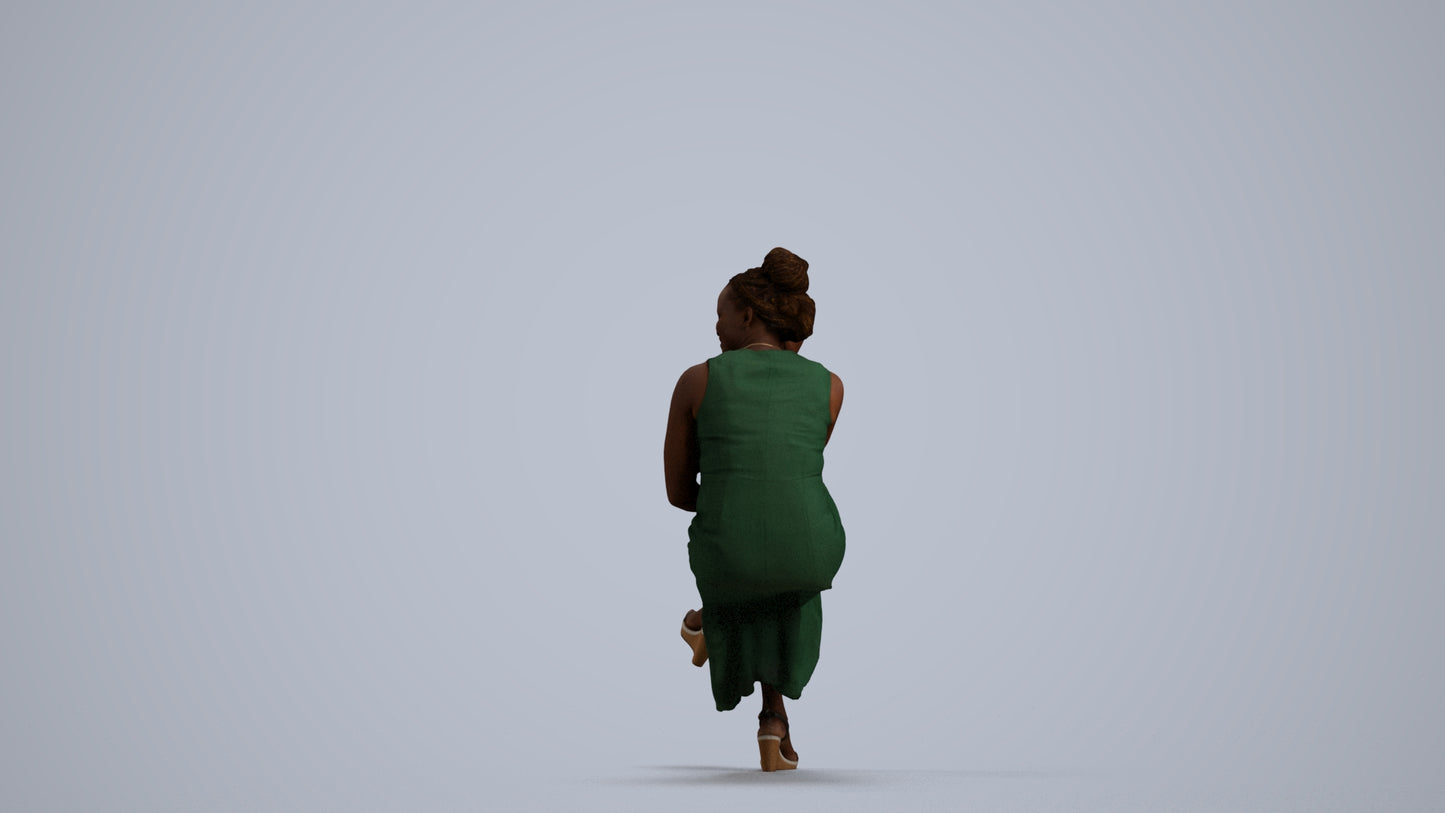 3D people model woman casual sitting, scanned human for 3ds Max rendering, front view render