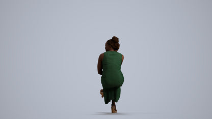 3D people model woman casual sitting, scanned human for 3ds Max rendering, front view render