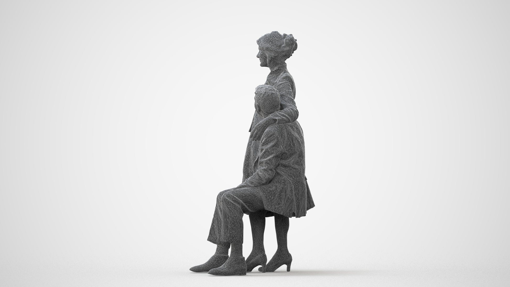 realistic 3D human senior woman formal couple, archviz people FBX OBJ for Blender, square thumbnail