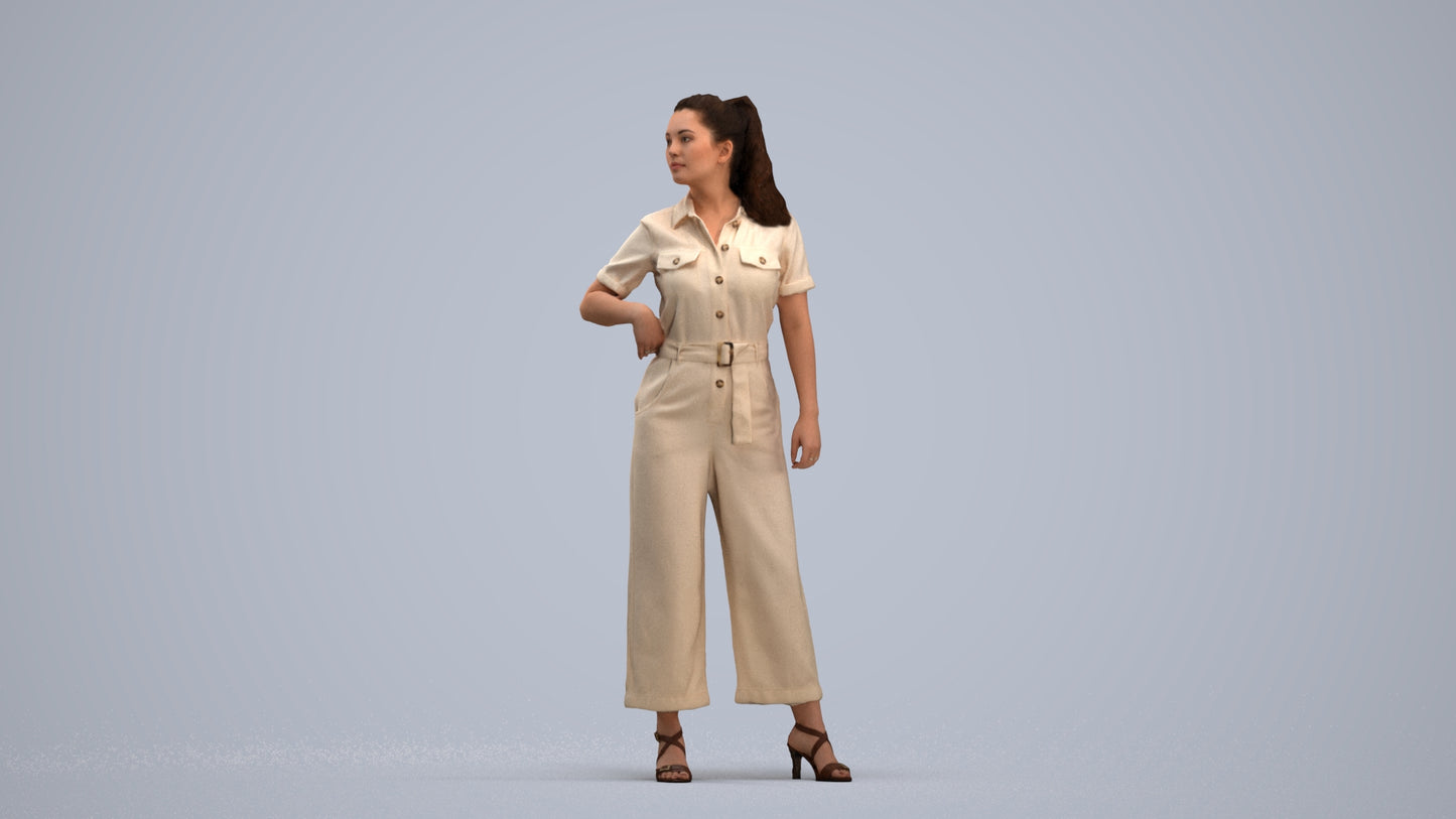 3D people model woman casual standing, scanned human for 3ds Max rendering, standing pose render