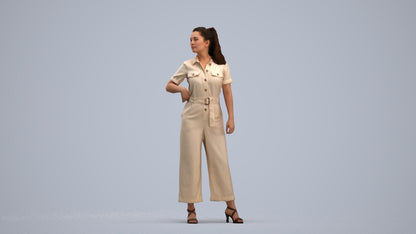 3D people model woman casual standing, scanned human for 3ds Max rendering, standing pose render