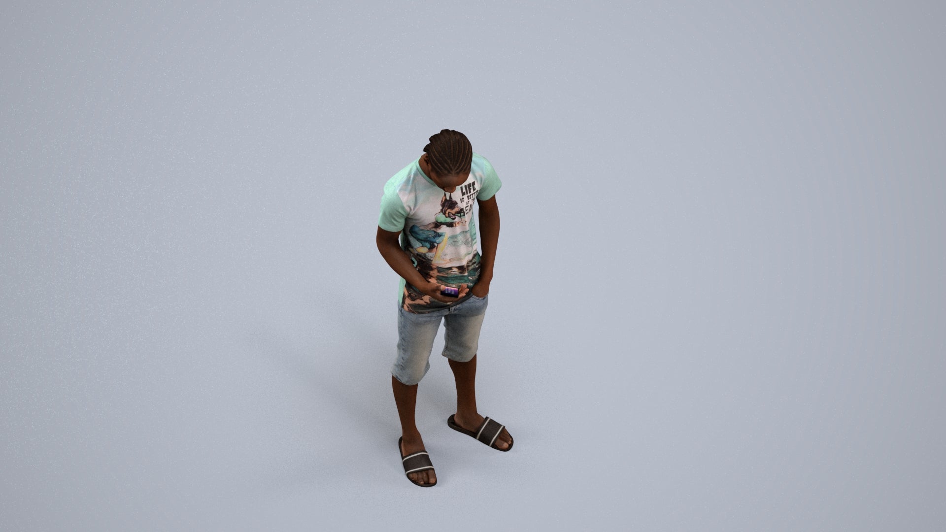 scanned 3D boy casual kids, photogrammetry people for Enscape and V-Ray, back view render