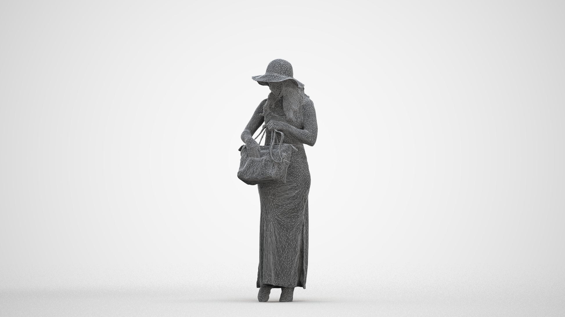 photogrammetry 3D woman casual standing, realistic human model archviz FBX, three-quarter front view render