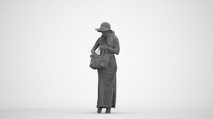 photogrammetry 3D woman casual standing, realistic human model archviz FBX, three-quarter front view render