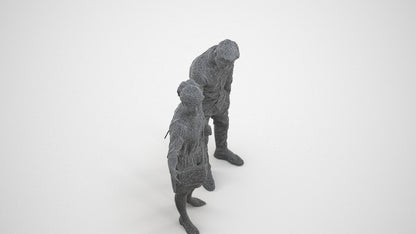 realistic 3D human woman casual couple, archviz people FBX OBJ for Blender, wireframe three-quarter view