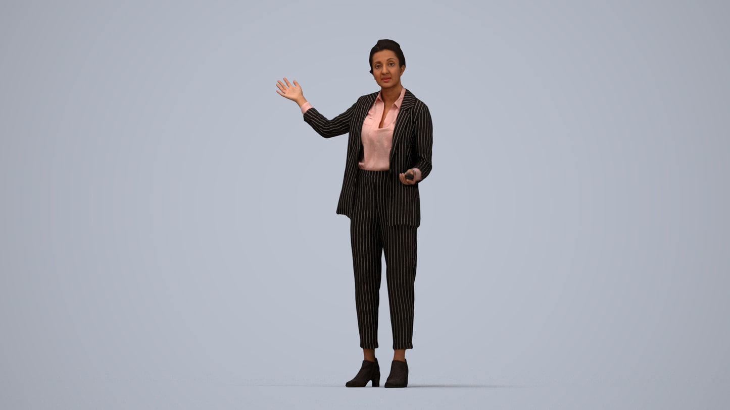 photogrammetry 3D woman business, realistic human model archviz FBX, top-down view render
