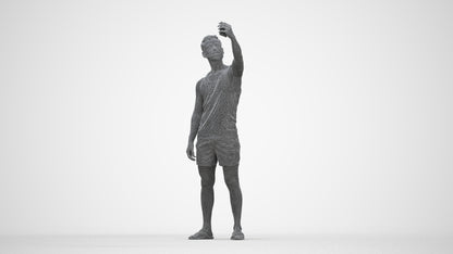 photogrammetry 3D man casual standing, realistic human model archviz FBX, wireframe back view