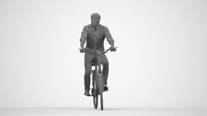 3D scanned man cycling casual, photorealistic archviz people for Enscape and SketchUp, wireframe back view