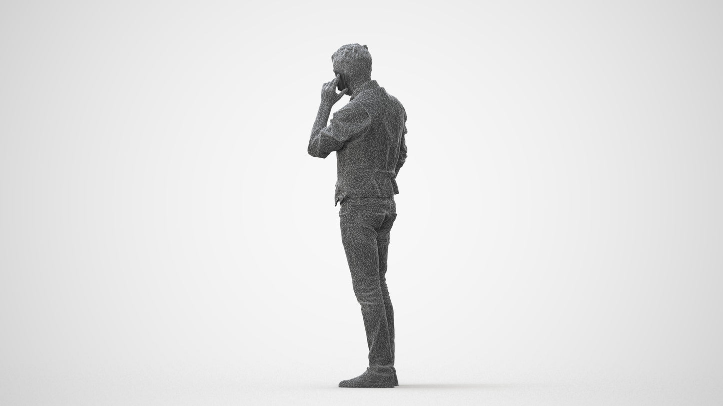 3D human model man casual standing, photogrammetry scanned person for archviz, square thumbnail