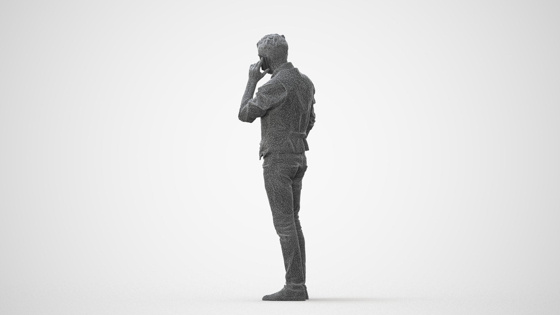 3D human model man casual standing, photogrammetry scanned person for archviz, square thumbnail