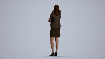 3D scanned girl kids business, photorealistic archviz people for Enscape and SketchUp, three-quarter view render