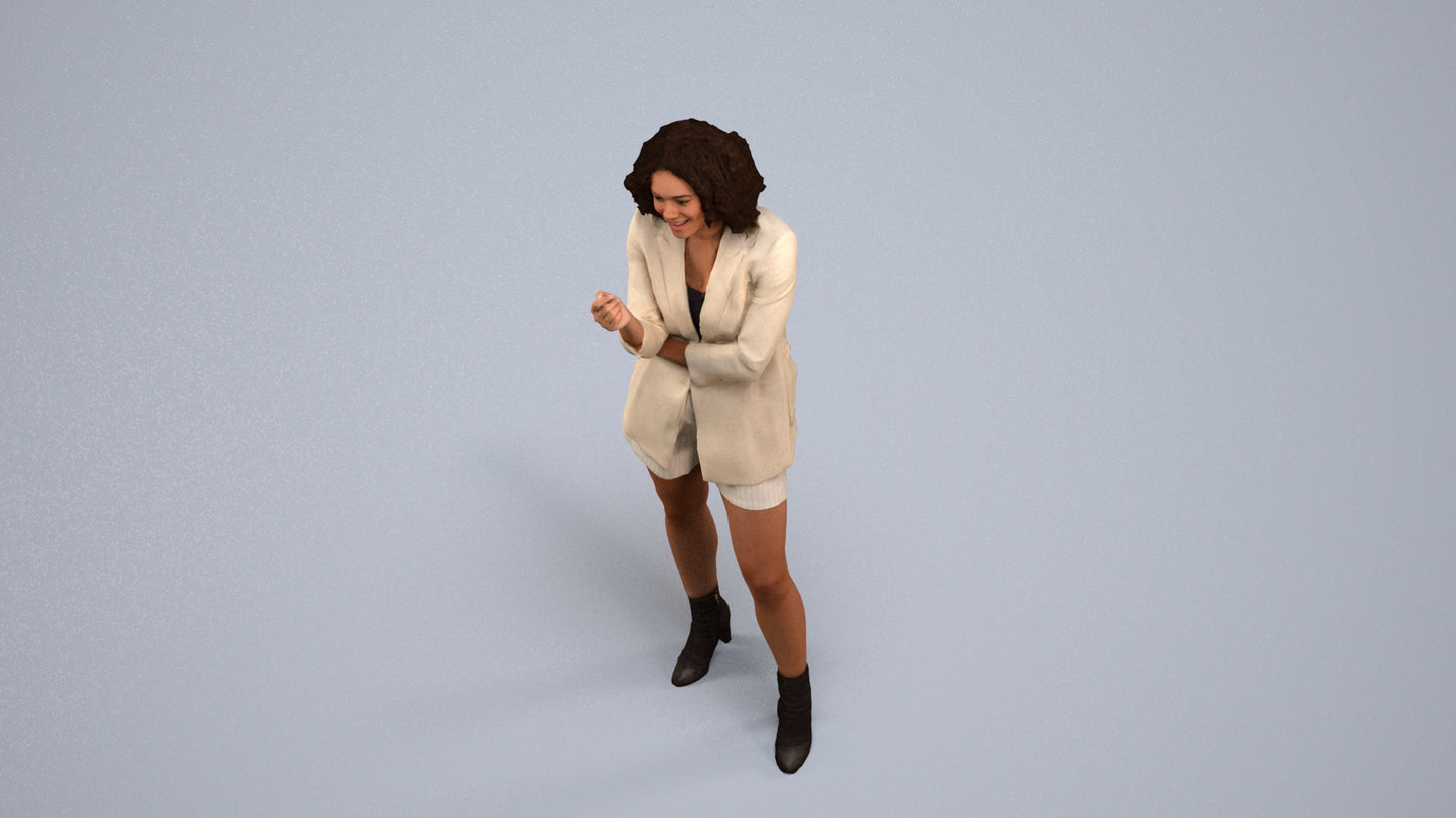 scanned 3D woman business standing, photogrammetry people for Enscape and V-Ray, back view render