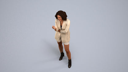 scanned 3D woman business standing, photogrammetry people for Enscape and V-Ray, back view render