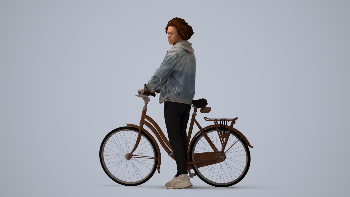 photogrammetry 3D man casual shopping, realistic human model archviz FBX, three-quarter view render