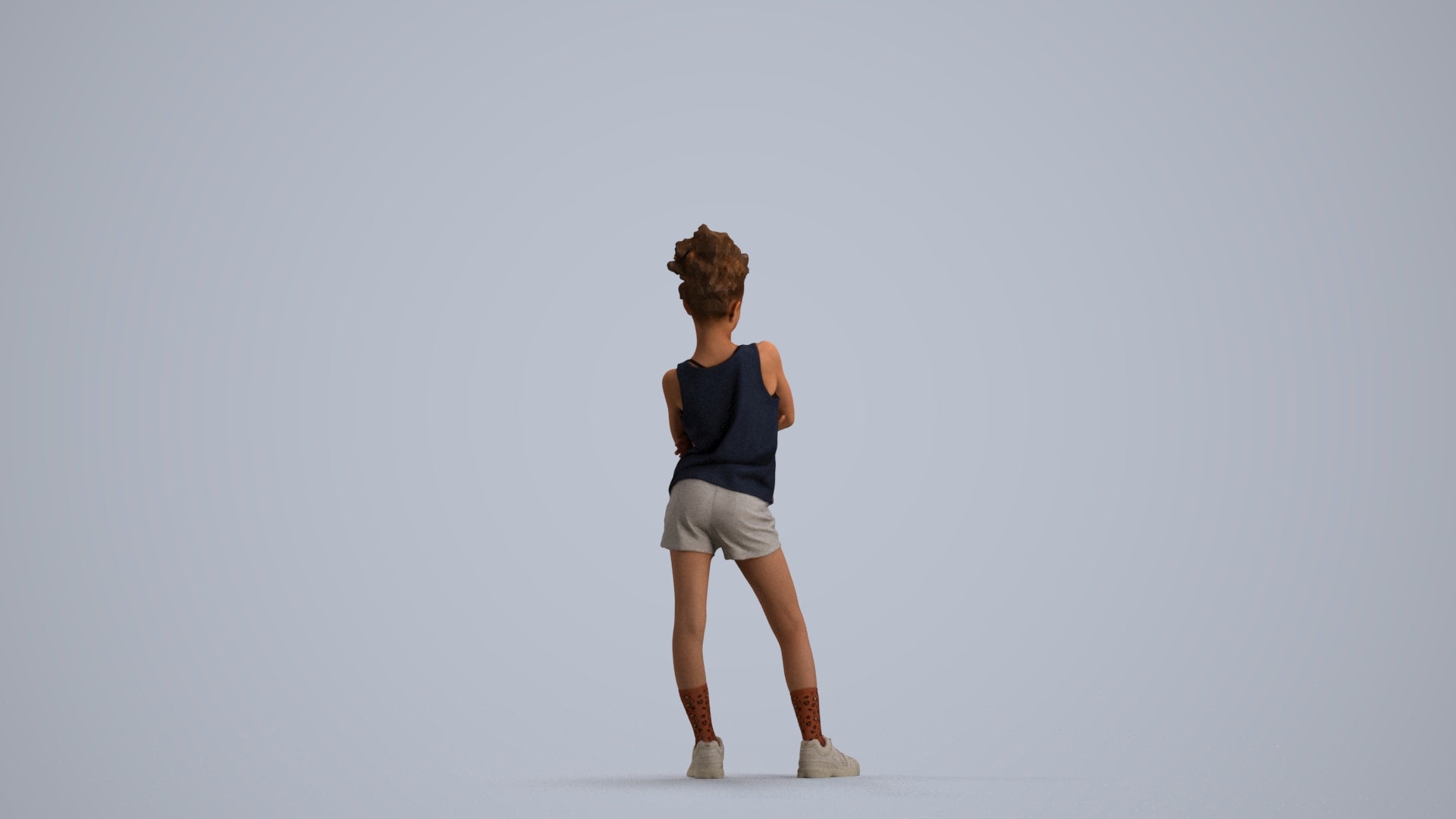 scanned 3D girl sport kids, photogrammetry people for Enscape and V-Ray, front view render
