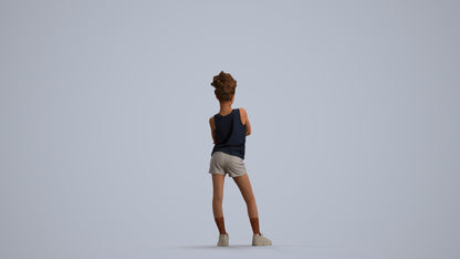 scanned 3D girl sport kids, photogrammetry people for Enscape and V-Ray, front view render