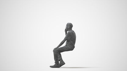 scanned 3D man casual sitting, photogrammetry people for Enscape and V-Ray, square thumbnail