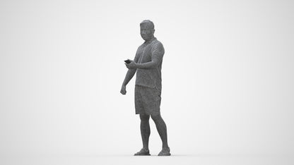 realistic 3D man casual standing, scanned archviz people for Blender and 3ds Max, wireframe back view