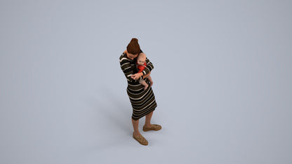 3D scanned girl kids casual, photorealistic archviz people for Enscape and SketchUp, back view render