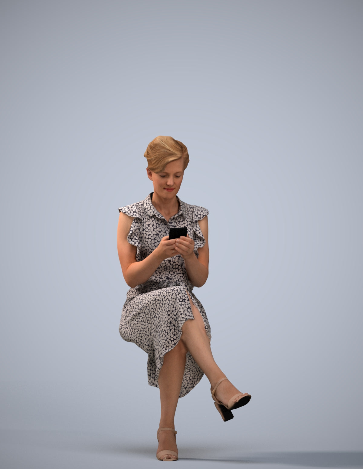 realistic 3D people woman casual sitting, render-ready for V-Ray and Corona, FBX OBJ
