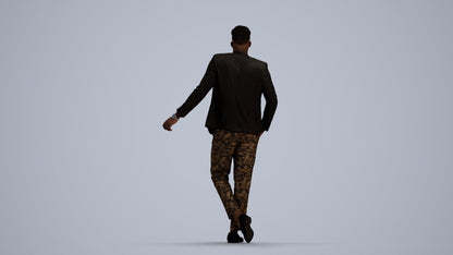 photogrammetry 3D man formal cycling, realistic human model archviz FBX, front view render