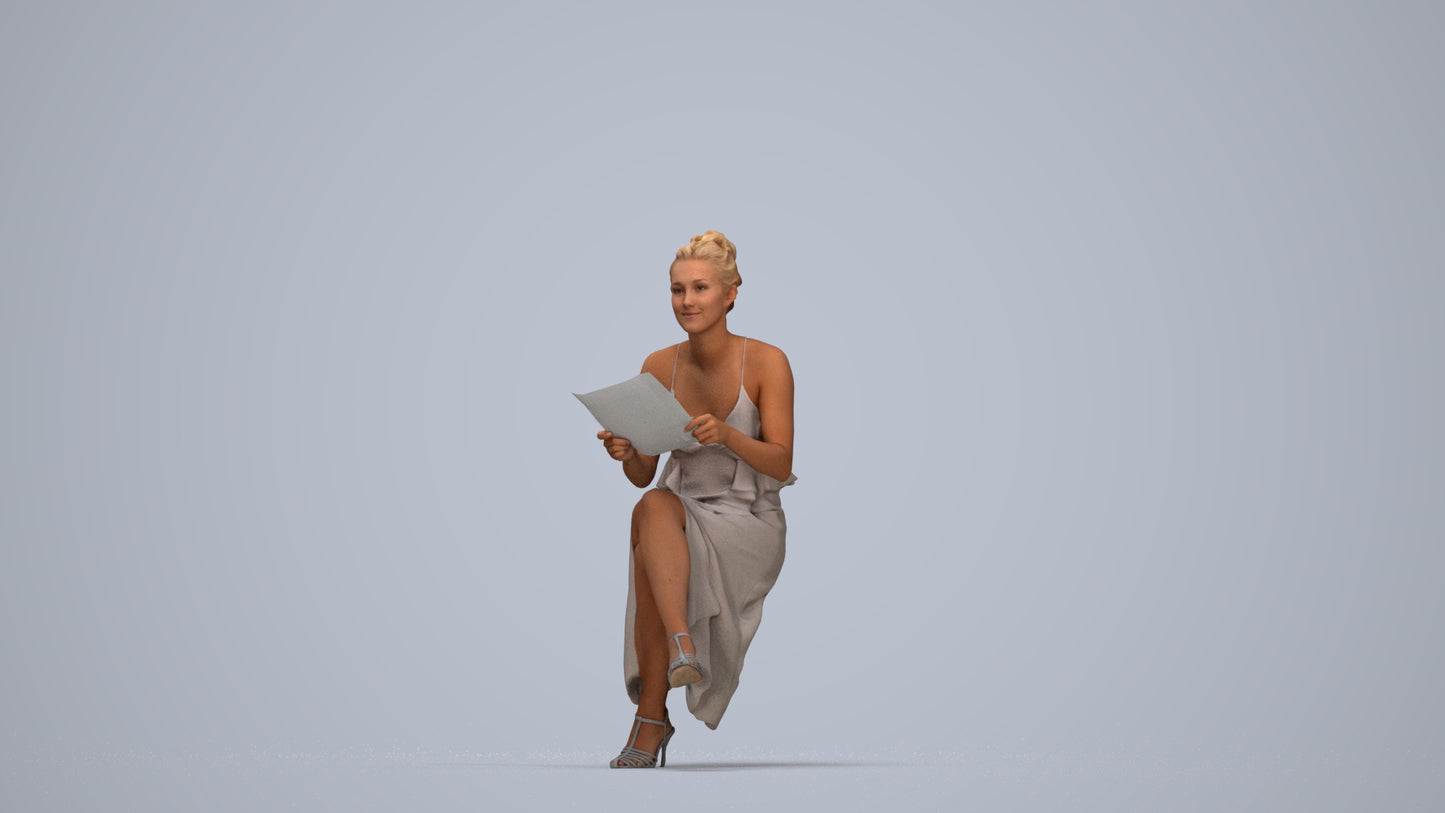 scanned 3D woman formal formalaffairs, photogrammetry people for Enscape and V-Ray, top-down view render
