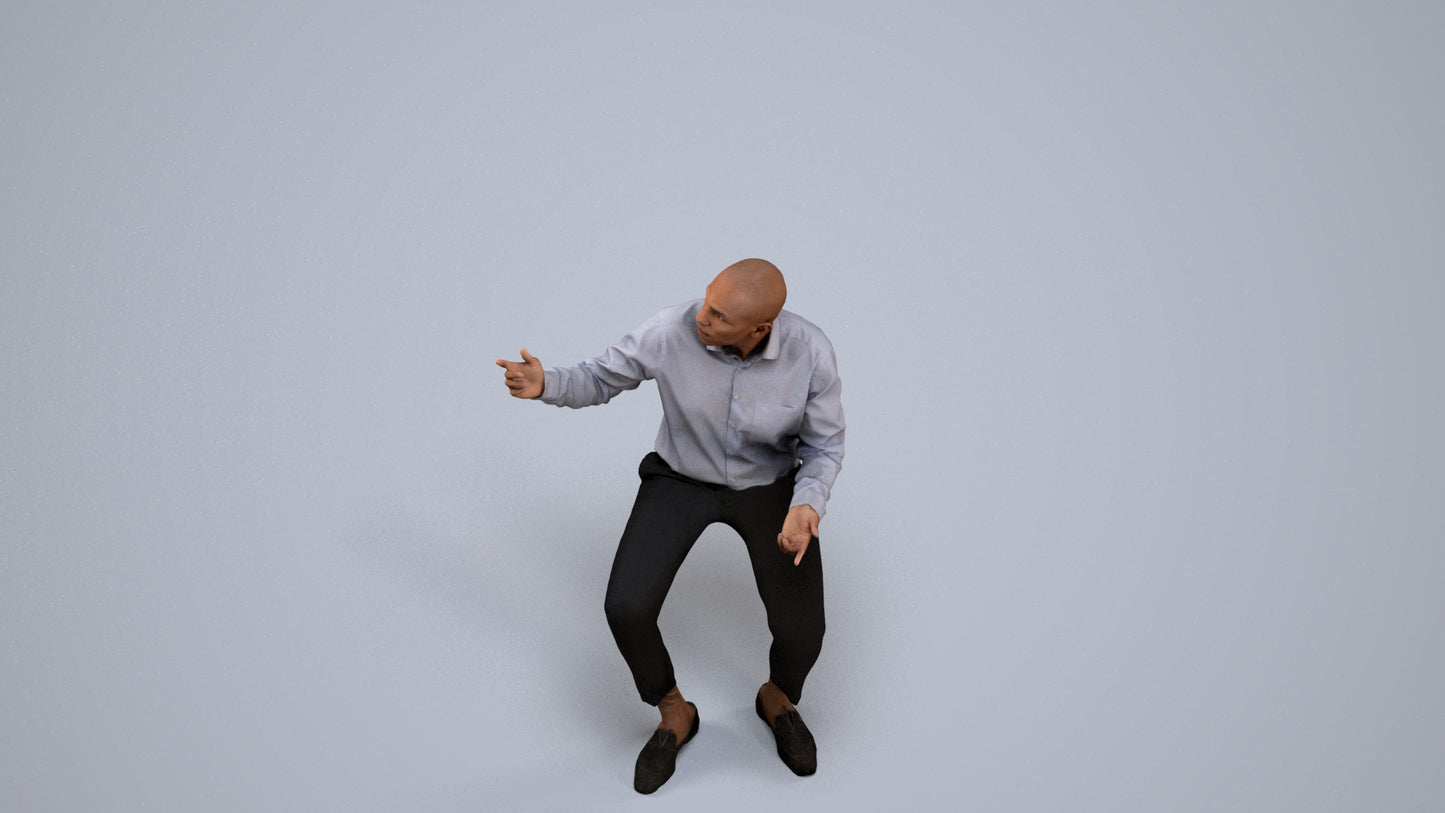 photogrammetry 3D man business, realistic human model archviz FBX, back view render