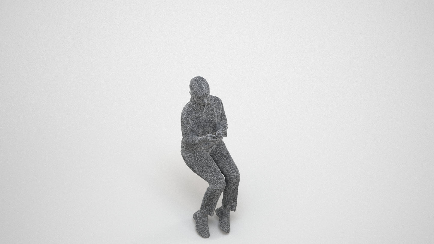 3D people model girl business kids, scanned human for 3ds Max rendering, wireframe three-quarter view