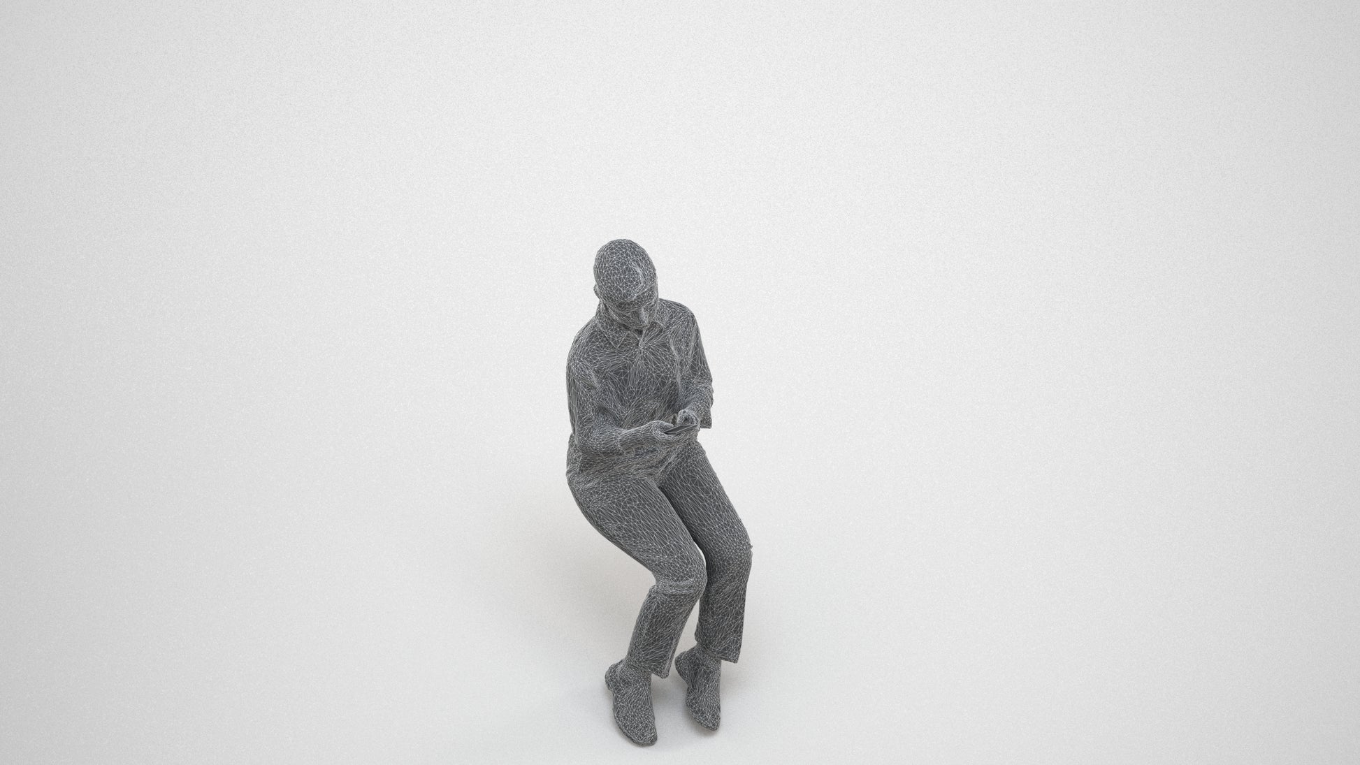 3D people model girl business kids, scanned human for 3ds Max rendering, wireframe three-quarter view