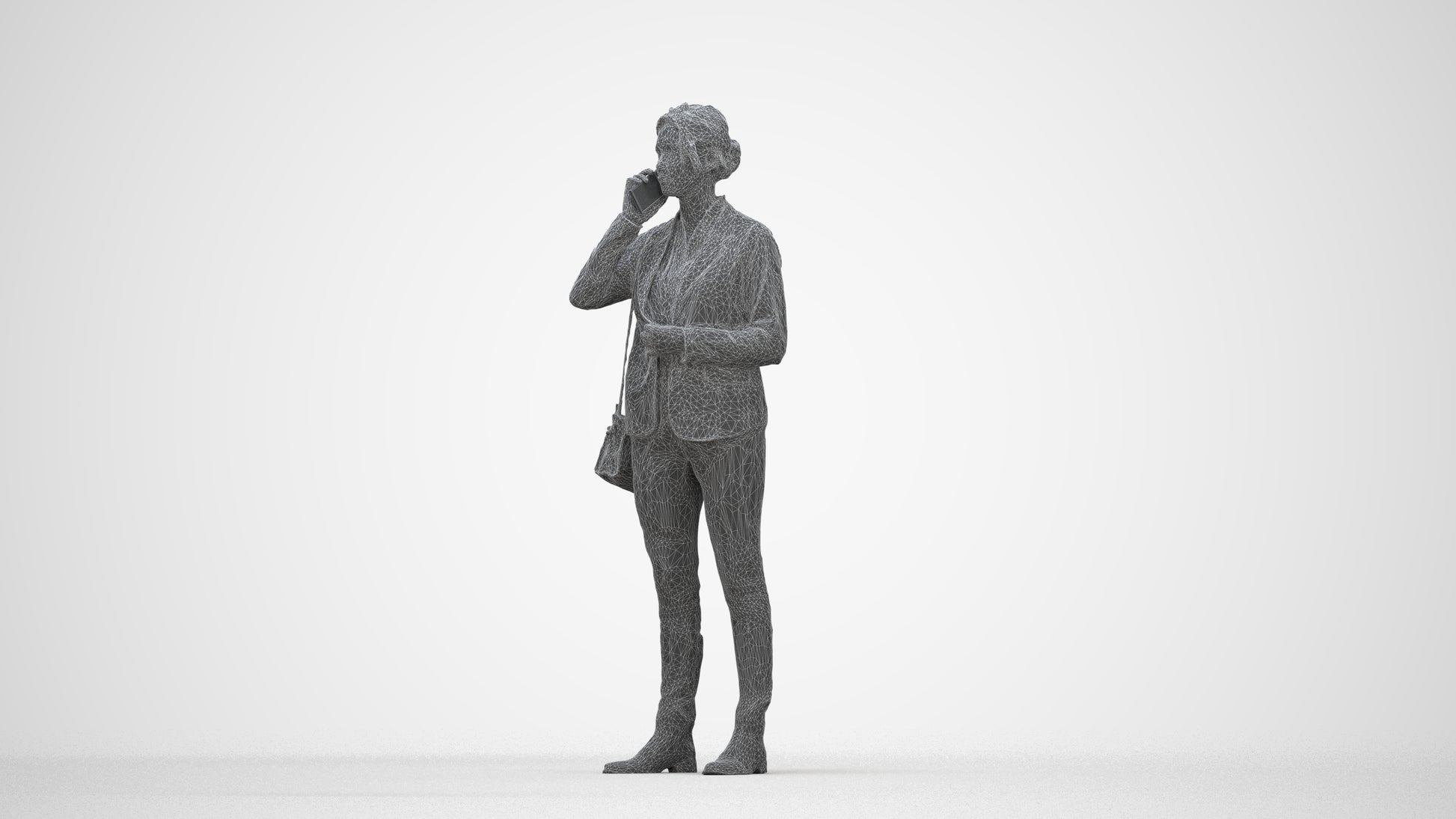 scanned 3D woman business, photogrammetry people for Enscape and V-Ray, wireframe back view