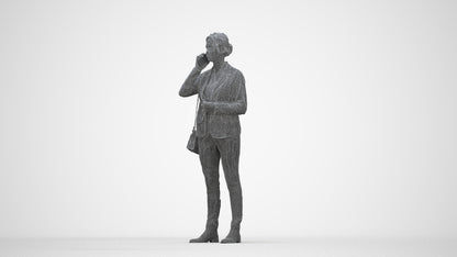 scanned 3D woman business, photogrammetry people for Enscape and V-Ray, wireframe back view