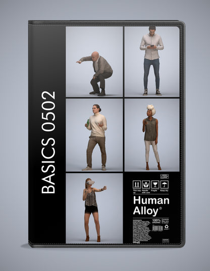 5 3D scanned people standing, photorealistic archviz pack for Enscape and SketchUp