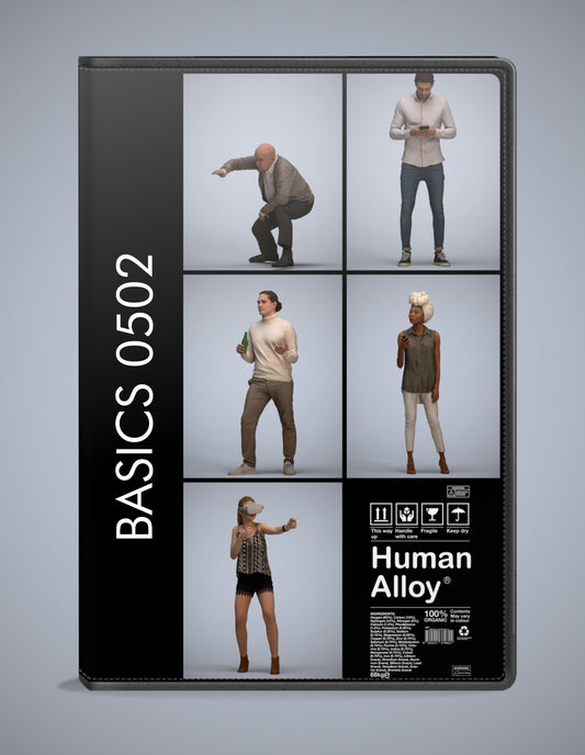 5 3D scanned people standing, photorealistic archviz pack for Enscape and SketchUp
