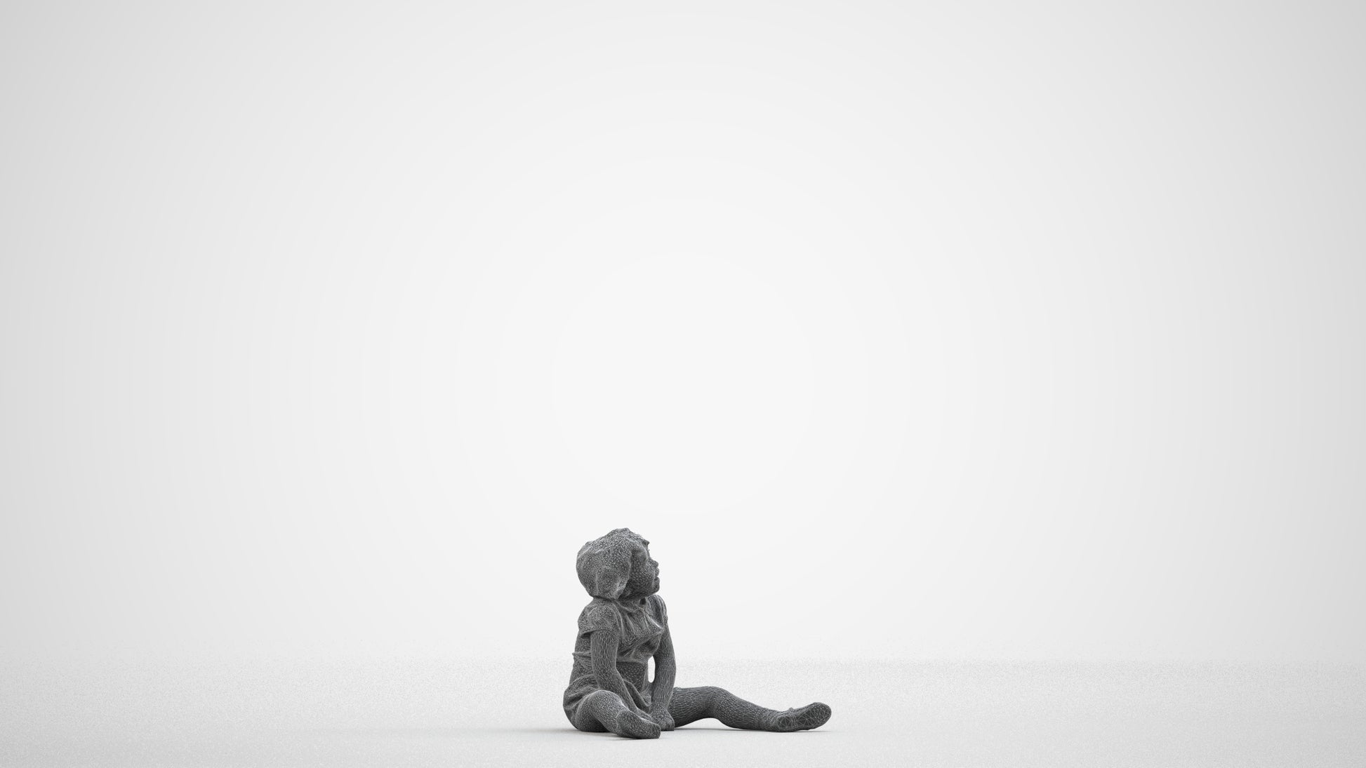 realistic 3D girl kids, scanned archviz people for Blender and 3ds Max, wireframe side view