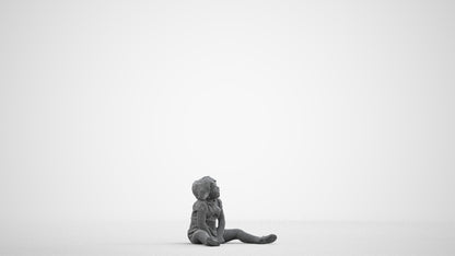 realistic 3D girl kids, scanned archviz people for Blender and 3ds Max, wireframe side view