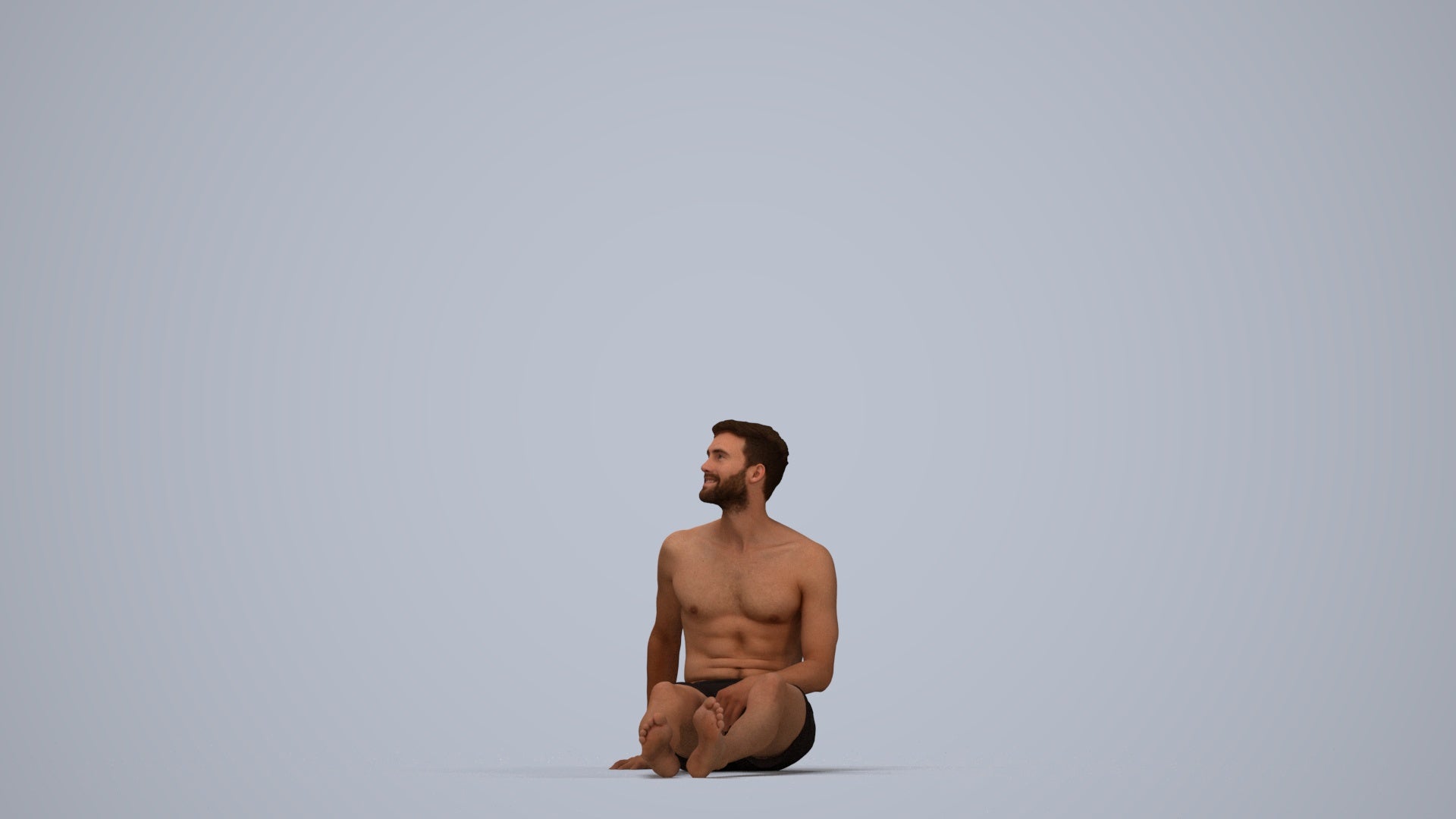 3D people model man pool, scanned human for 3ds Max rendering, top-down view render