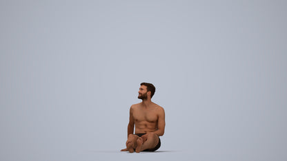 3D people model man pool, scanned human for 3ds Max rendering, top-down view render