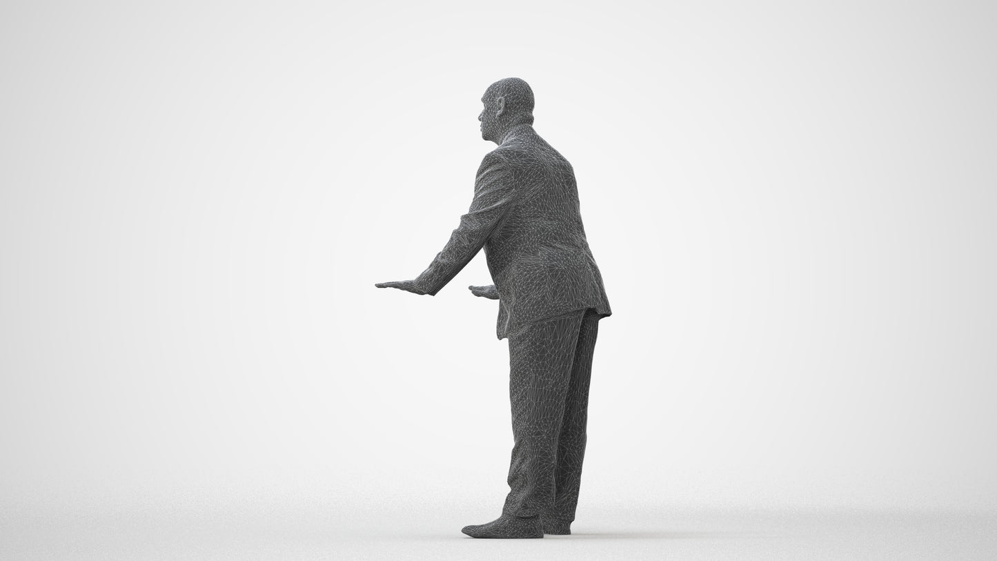 scanned 3D senior man business, photogrammetry people for Enscape and V-Ray, square thumbnail