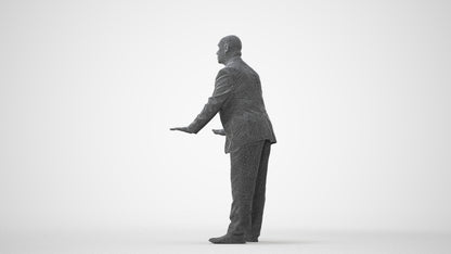 scanned 3D senior man business, photogrammetry people for Enscape and V-Ray, square thumbnail