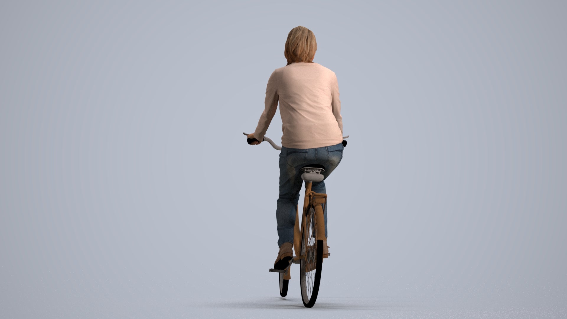 3D people model woman casual cycling, scanned human for 3ds Max rendering, front view render